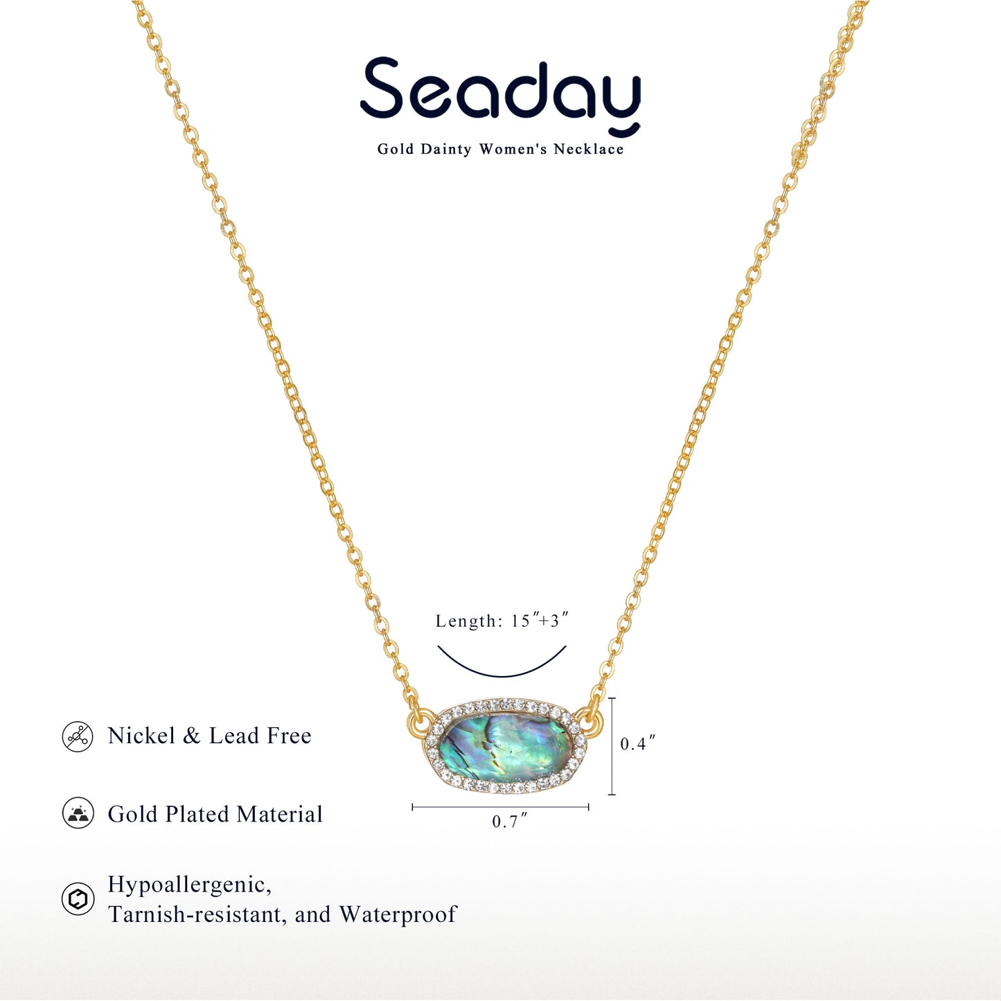 SEADAY Dainty Women's Necklace, Pendant Necklace for Women Everyday Wear, Trendy Jewelry Christmas and Birthday Gifts, Plated Gold Necklace with Pendant, Tarnish-resistant & Adjustable Length Chain