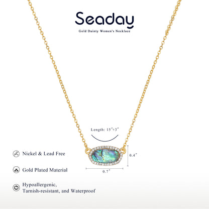 SEADAY Dainty Women's Necklace, Pendant Necklace for Women Everyday Wear, Trendy Jewelry Christmas and Birthday Gifts, Plated Gold Necklace with Pendant, Tarnish-resistant & Adjustable Length Chain