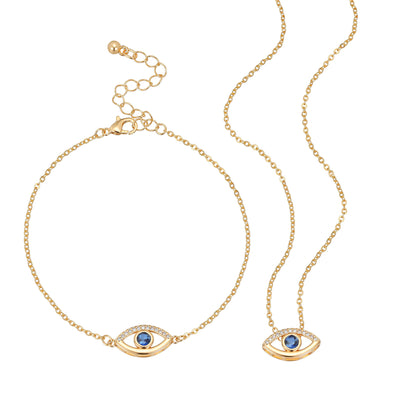 SEADAY Dainty Women's Necklace & Bracelet Set, Pendant Necklace and Charm Bracelet, Trendy Jewelry Birthday Gifts, Plated Gold Necklace and Bracelet Jewelry Sets, Tarnish-resistant, Adjustable Length