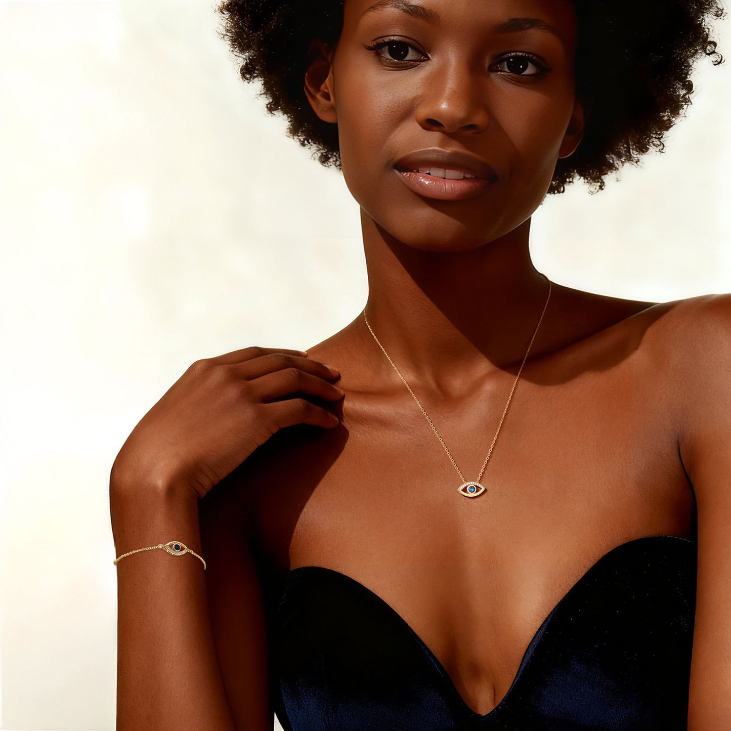 SEADAY Dainty Women's Necklace & Bracelet Set, Pendant Necklace and Charm Bracelet, Trendy Jewelry Birthday Gifts, Plated Gold Necklace and Bracelet Jewelry Sets, Tarnish-resistant, Adjustable Length