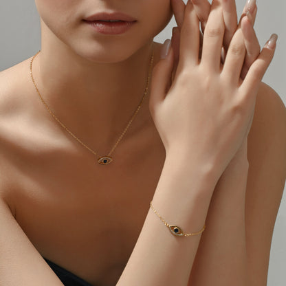 SEADAY Dainty Women's Necklace & Bracelet Set, Pendant Necklace and Charm Bracelet, Trendy Jewelry Birthday Gifts, Plated Gold Necklace and Bracelet Jewelry Sets, Tarnish-resistant, Adjustable Length