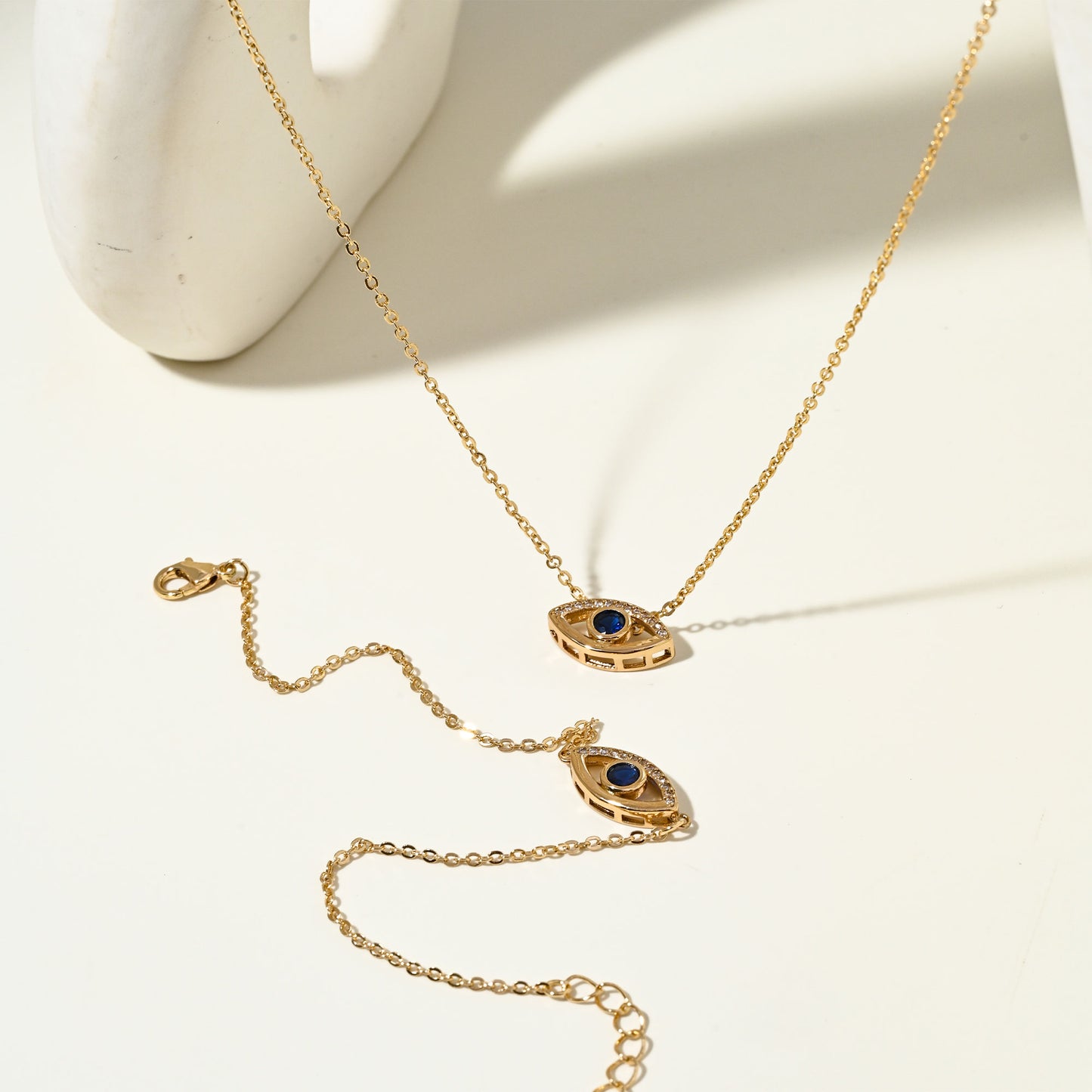 SEADAY Dainty Women's Necklace & Bracelet Set, Pendant Necklace and Charm Bracelet, Trendy Jewelry Birthday Gifts, Plated Gold Necklace and Bracelet Jewelry Sets, Tarnish-resistant, Adjustable Length